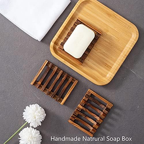 Wooden Soap Dish for Shower,Set of 3,Self Draining Bar Holder for Bathroom, Soap Saver Tray Soap Stand for Homemade Soap, Vowupt