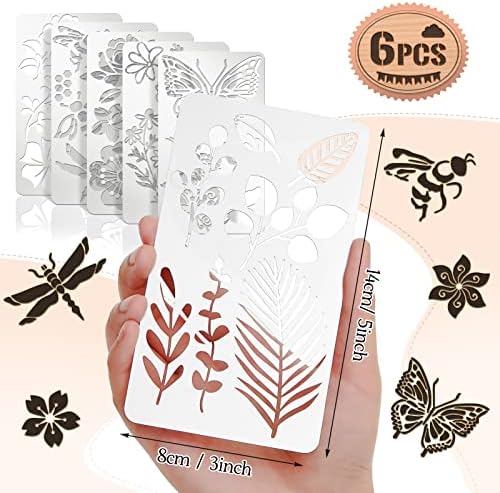 Lewtemi 6 Pcs Metal Wood Burning Stencils, Plant Style Letters Numbers