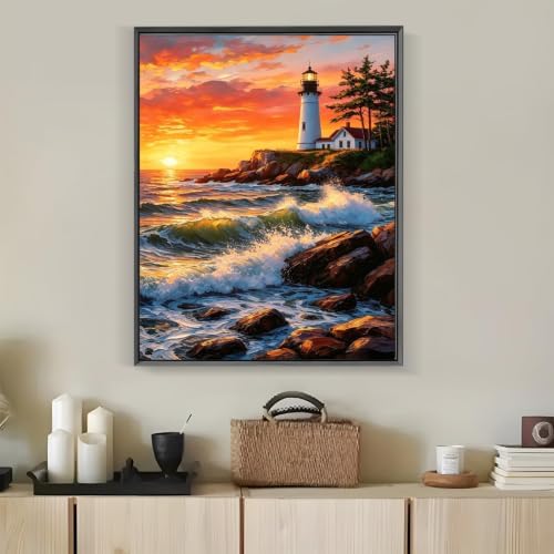 Tabszca Lighthouse Paint by Numbers Kit for Adults 16 X 20 Inch