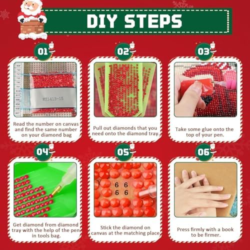WNPOKN Christmas Red Truck Diamond Art Kits for Adults 16 x 12 inch