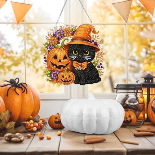 ARPADAMO Black Cat Diamond Art Kits for Adults, Acrylic Hanging Suncatcher