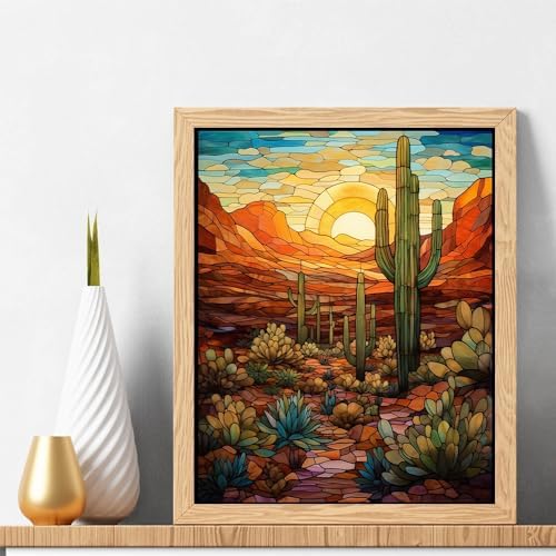 Natuyalo Paint by Numbers Kit for Adults - Cactus DIY Adult Paint by Number Kits Wilderness Landscape Acrylic Canvas Painting for Adults Beginners Kids Art Crafts Without Frame, 16x20 Inch