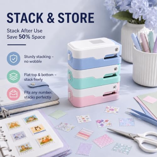 CYFUN DESIGN 3 Pcs Stamp Punch, 1x0.8 inch Postage Stamps Punch, Stamp Cutter, Stackable Design Stamps Punches, Craft Cutter Hole Puncher for Scrapbooking Journaling Card Making Junk Journal Supplies