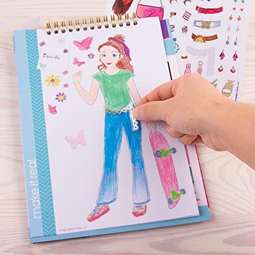 Make It Real - Fashion Design Sketchbook: Blooming Vibes - Kids Fashion Design Kit - Coloring Book for Girls 6-14