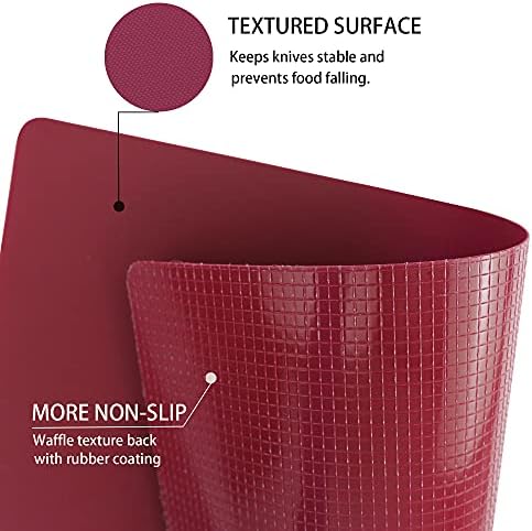 ZVP Plastic Cutting Boards for Kitchen, Flexible Cutting Mats, Gradient Pink Chopping Boards with Food Icon, Non-Slip, Non Porous, BPA Free, Dishwasher Safe