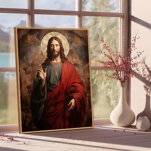 Jesus Paint by Numbers Kit for Adults Framed Canvas 12X16 in, Frameworkless