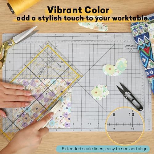 Self Healing Cutting Mat 18" x 12", A3 Double-Sided for Sewing & Quilting | Non-slip, 5-Ply Rotary Cutting Mat for Crafts Cutting Fabric Scrapbooking, and Small Modeling Projects, Slate Gray