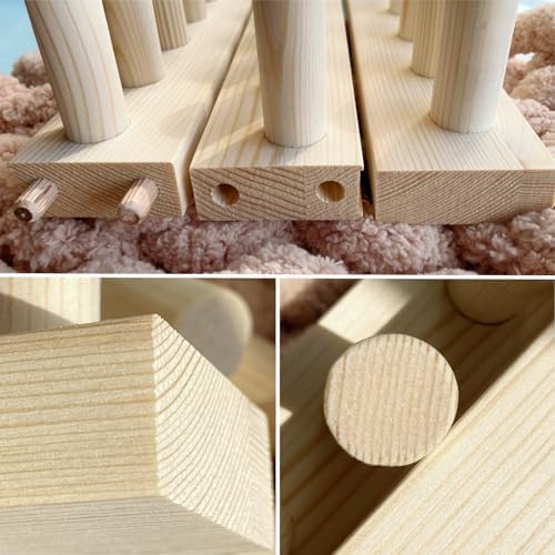 FOBEVTEF 46'' DIY Chunky Knit Blanket Loom, Wooden Loom Frame for DIY Throw Blankets, Adjustable Size Hand Knitting Kit | No Needles Required | Foldable & Portable | Beginner Friendly Yarn Craft