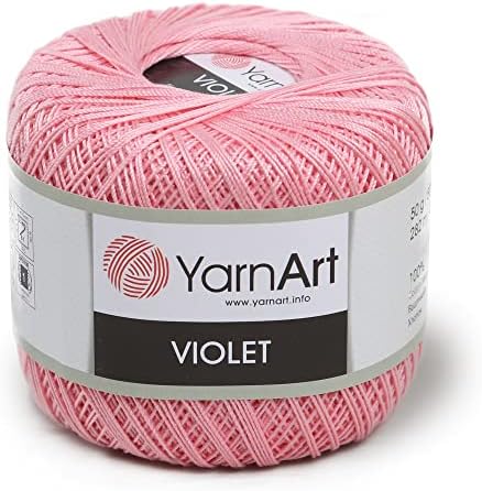 Yarn Art 1 Skein YarnArt Violet,100 Mercerized Cotton Yarn Threads Crochet Lace Hand Knitting Yarn Embroidery Arts Crafts (Pink 6313)