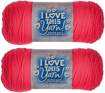 Hobby Lobby I Love This Yarn, 100% Acrylic, 354 Tropical Pink, Set of 2