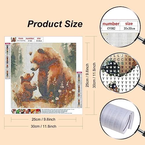 Stalente Diamond Painting Kits for Adults, 5D DIY Diamond Art Kits for Beginners Round Full Drill Diamond Painting for Home Wall Decoration Gift 12×12inch, Brown Bear