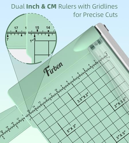 Firbon 12" Guillotine Paper Cutter with Hidden Ruler, Compact Paper Trimmer