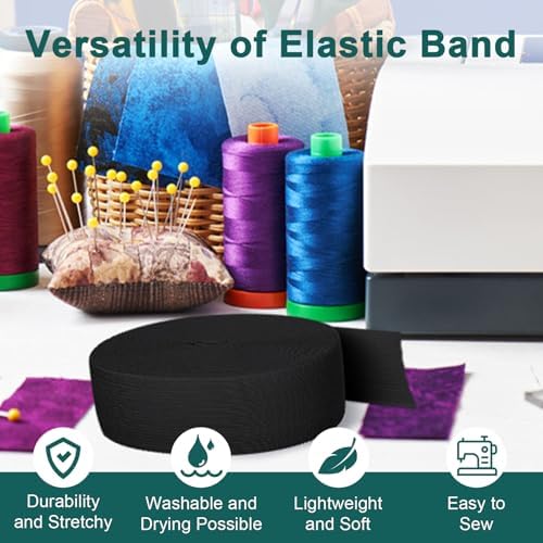 Airisoer Elastic Bands for Sewing 1.5 Inch x 32 Yards, Black