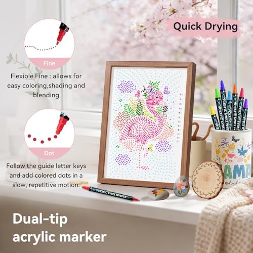 Coloring Book,Animal Dot Art Meditations with 30 Patterns and 12 PCS Marker