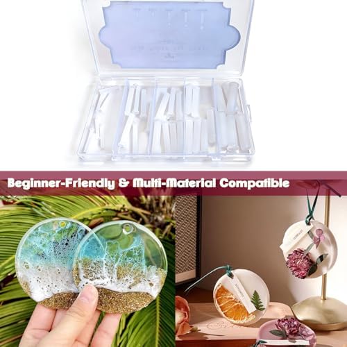40PCS Hole Maker for Resin , 5 Sizes(3/4/5/6/8mm) Make Holes Without Drilling for Epoxy & UV Resin, Holes Tools for Jewelry Making, Pet Tag, Keychain, DIY Craft Pendant Decor
