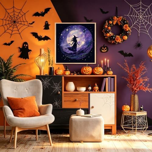 Aestalrcus Halloween Paint by Numbers Kit for Adults, Witch, 16x16inch