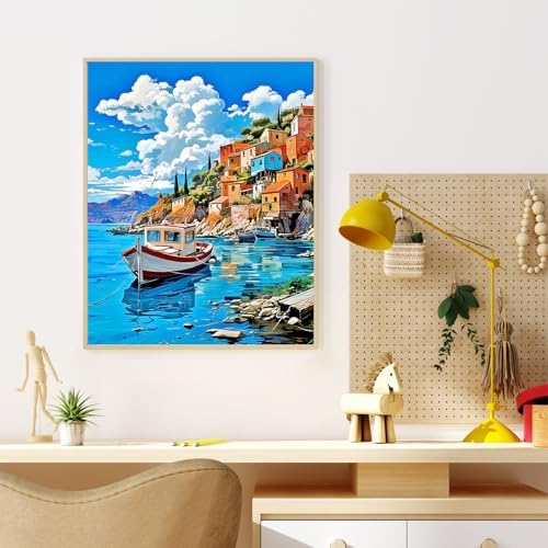 Seaside Landscape Paint by Numbers Kit for Adults Without Frame 16x20 IN
