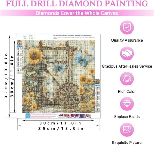 KYOQFVN Sunflower Diamond Painting Kits for Adults, Flowers Diamond Art Kits for Adults Beginner, Full Drill Diamond Dot Gem Art Painting Kits for Home Wall Art Decor 14 X 14 inch