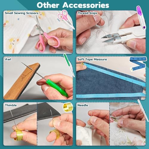 Lechchy 36 Pcs Sewing Tool, 2 Big+ 2 Small Seam Rippers, 20 Needle Threaders, 1 Small Sewing Scissors, 1 Thread Snips, 2 Drawstring Threaders, 1 Soft Tape Measure, 1 Awl Tool, 1 Thimble, and 5 Needles