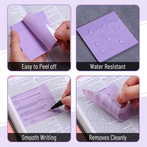 Mr. Pen- Transparent Sticky Notes, 3" x 3", 12 Pads, 600 Sheets | See Through Self-Adhesive Notes for Bible Journaling and Studying, Water-Resistant, Easy to Peel, Clean Removal