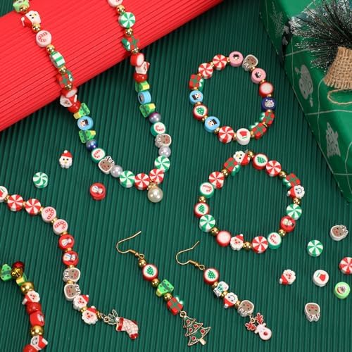 300Pcs Christmas Clay Beads, Christmas Beads for Jewelry Making