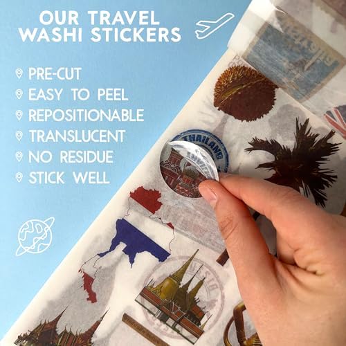 Travel Stickers for Scrapbooking & Journaling - Travel Scrapbook Supplies | 300+ Vintage Washi Stickers for Journaling, 20 Scrapbook Papers, FAYWARE Ephemera for Junk Journals