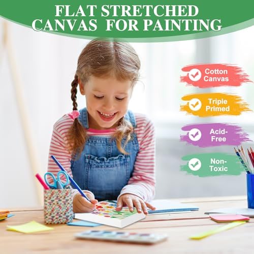 ESRICH Mini Canvases for Painting,4x4In Canvas in Bulk 10Pack, 2/5In Profile Small Square Canvas, Blank Canvases are Great for School Projects and Kids Birthday Parties, Home Decor Project.