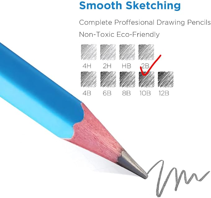 Sketch Pencils for Drawing 2B, 12pcs Professional Art Drawing Pencils for Shading, Sketching & Doodling | Graphite Pencil for Artists & Beginners