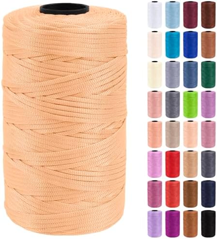 JeogYong Polypropylene Ribbon Yarn 3mm x 218 Yards Flat Macrame Cord 3mm Crochet Yarn for Handbags, Shopping Bags, Sun Hats, Shoes, DIY Crafts, Decorative Projects