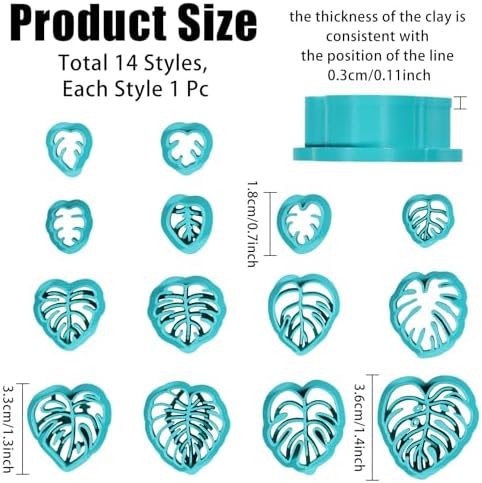 ORIGACH 14 Pcs Monstera Leaves Clay Cutters Set