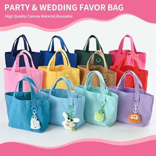 1 | 12 | 24 Pack Small Canvas Tote Bags, Mini Tote Bags Bulk for Women, DIY Blank Reusable Cute Sublimation Tote Bag