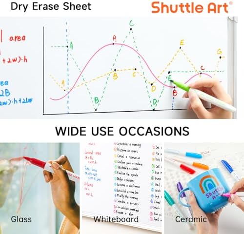 Shuttle Art Dry Erase Markers, 12 Colors 144 Bulk Pack Whiteboard Markers, Fine Point Dry Erase Markers Perfect for Writing on Dry Erase Whiteboard Mirror Glass for School Office Home (Pack of 2)