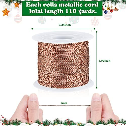 Shappy 440yards x 1mm Metallic Cord Tinsel Rope, Rose Gold Mix