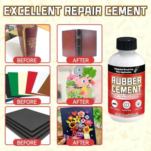 Rubber Cement, 110ml Multifunctional White Adhesive, No Wrinkling PVA Glue, Ideal for Crafts, Paper, Fabric, Wood, Photos, DIY Crafts, and More