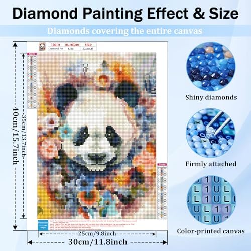 XTCIXAL Diamond Art Kits for Adults, Panda Diamond Painting, 12x16 Inch