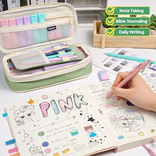 Nicpro School Supplies Stationary Set with Pencil Case, 50 PCS Green