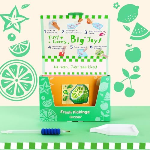 Grabie Mini Diamond Painting Cards Kit, 10 Pack Square Drill, Fresh Picking