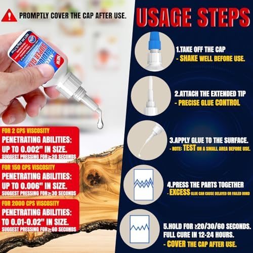 ALECPEA Thin Medium Thick CA Glue, Cyanoacrylate Adhesive, 60g