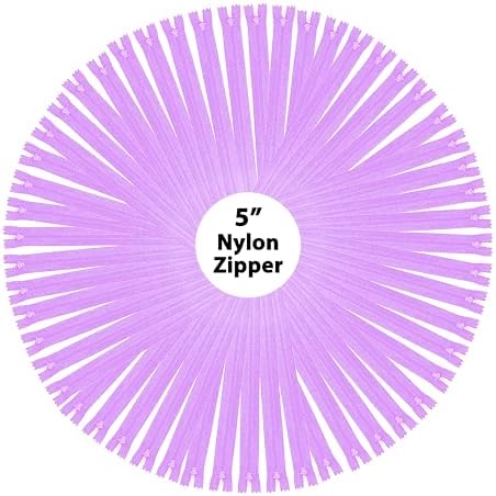 Mandala Crafts 100 PCs Lilac Closed-End 5 Inches Nylon Zippers for Sewing