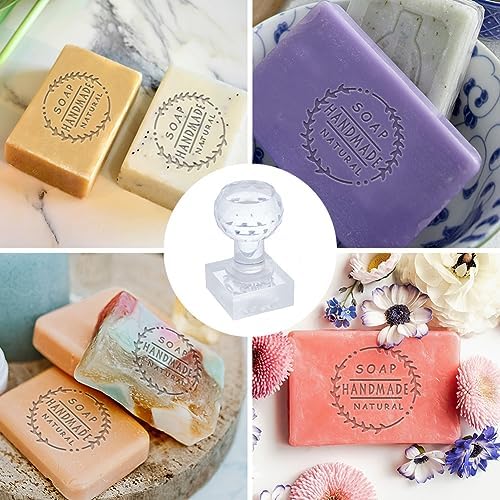 PH PandaHall Handmade Soap Stamp, Letter Stamping Imprint Stamp 1.3 Inch Square Natural Soap Chapter Soap Stamp with Handle for DIY Handmade Soap Envelope Invitation Cards Craft Making