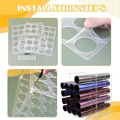 Vinyl Storage Rack 25-Holes Vinyl Holder Acrylic Vinyl Roll Storage for Craft Room, Vinyl Organizer for up to 25 Vinyl Rolls (25Holes)