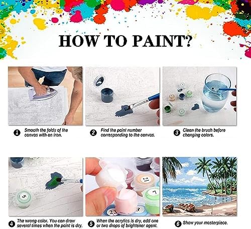 MXCFZX 4 Pack Paint by Numbers for Kids - Paint by Number for Kids Beginners Easy Acrylic Watercolor Paint Numbers Canvas Arts for Kid Ages 4-8,Oil Painting by Number Kits for Decoration 8x8 frameless