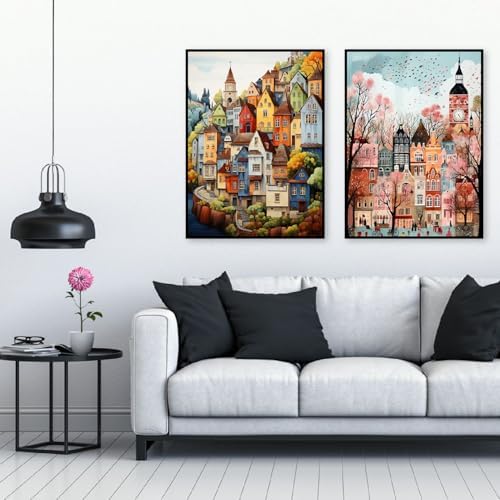 4 Pack Diamond Art Kits for Adults,Cityscape Diamond Painting Kits 12x16 In