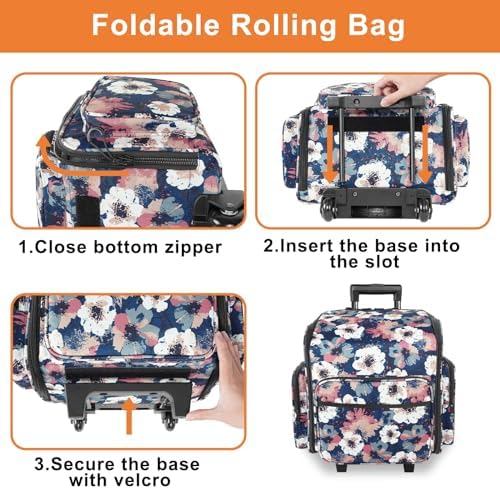 YOREPEK Large Rolling Craft Bag Wheels, Briefcase Gift for Crafter Teacher
