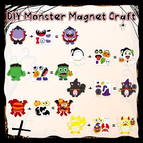 Haooryx DIY Halloween Monster Magnet Craft Make Your Own Halloween Sticker