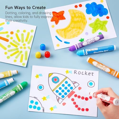 Shuttle Art Dot Markers, 40 Colors Washable for Toddlers with Free Activity Book, Bingo Daubers Supplies for Kids Preschool Children, Non Toxic Water-Based Dot Art Markers