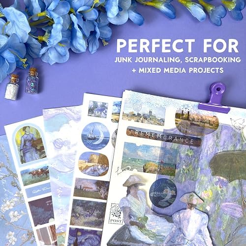 Washi Stickers for Journaling - Ephemera for Junk Journals & Scrapbooking | 480+ Art Journal Stickers, 20 Scrapbook Papers, FAYWARE Famous Oil Paintings Journaling Supplies, Van Gogh Stickers