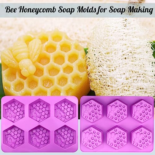 Honeycomb Silicone Molds, 2 Pack Honeycomb Soap Mold 12 Cavity | Hexagon Bee Honeycomb Molds for Homemade Soap Lotion Bar Wax Melt Beeswax Candle, Non-stick Baking Mold for Muffin Chocolate