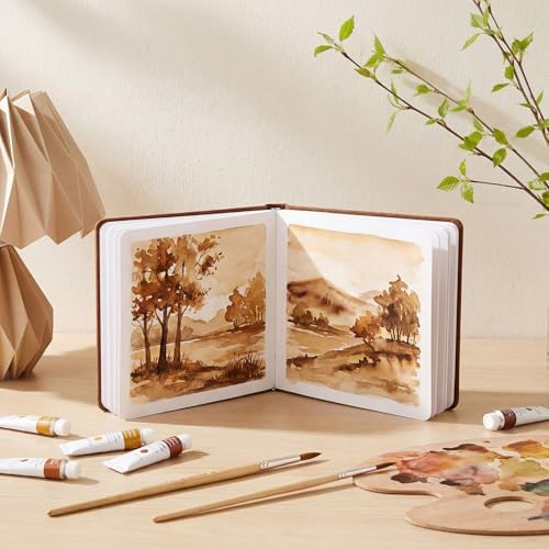 5.5in Watercolor Sketchbook Journal Square Watercolor Notebook Brown