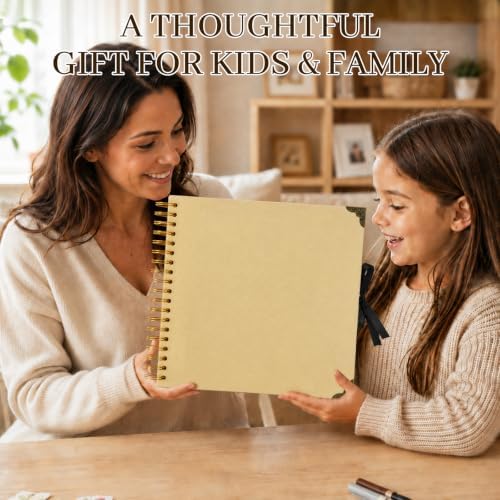 Scrapbook Photo Album 12"x12" 50-Sheet 100 Pages Kraft Paper Ribbon Closure